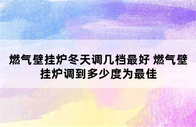 燃气壁挂炉冬天调几档最好 燃气壁挂炉调到多少度为最佳